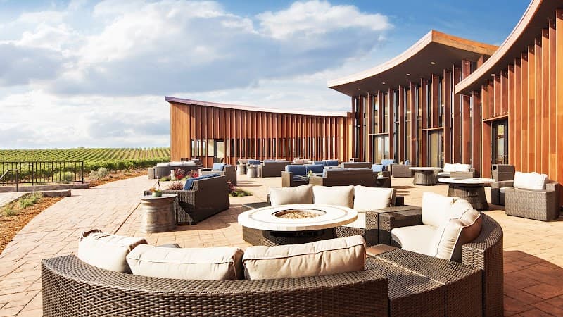 Bouchaine Vineyards patio and Carneros vineyard views